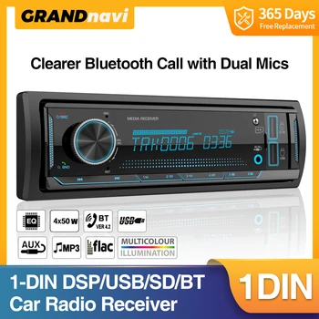 Grandnavi 1 Din автомагнитола Аудио Стерео FM Aux Входной приемник SD TF USB 12V Встроенный MP3 Bluetooth Мультимедийный авторадио плеер