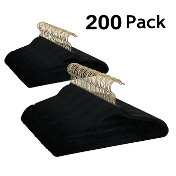 Нескользящие бархатные вешалки для одежды, 200 шт., черный